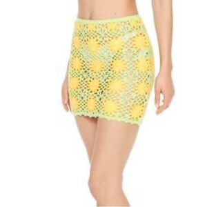 Forever 21 Women Size XS Sweater-Knit Crochet Mini Skirt Swim Cover Bottom New